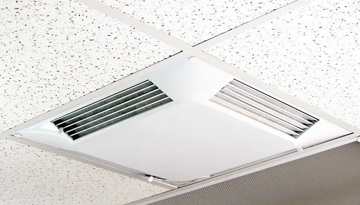 دیفیوزر سقفی چهارطرفه در سقف کاذب دفتر کار